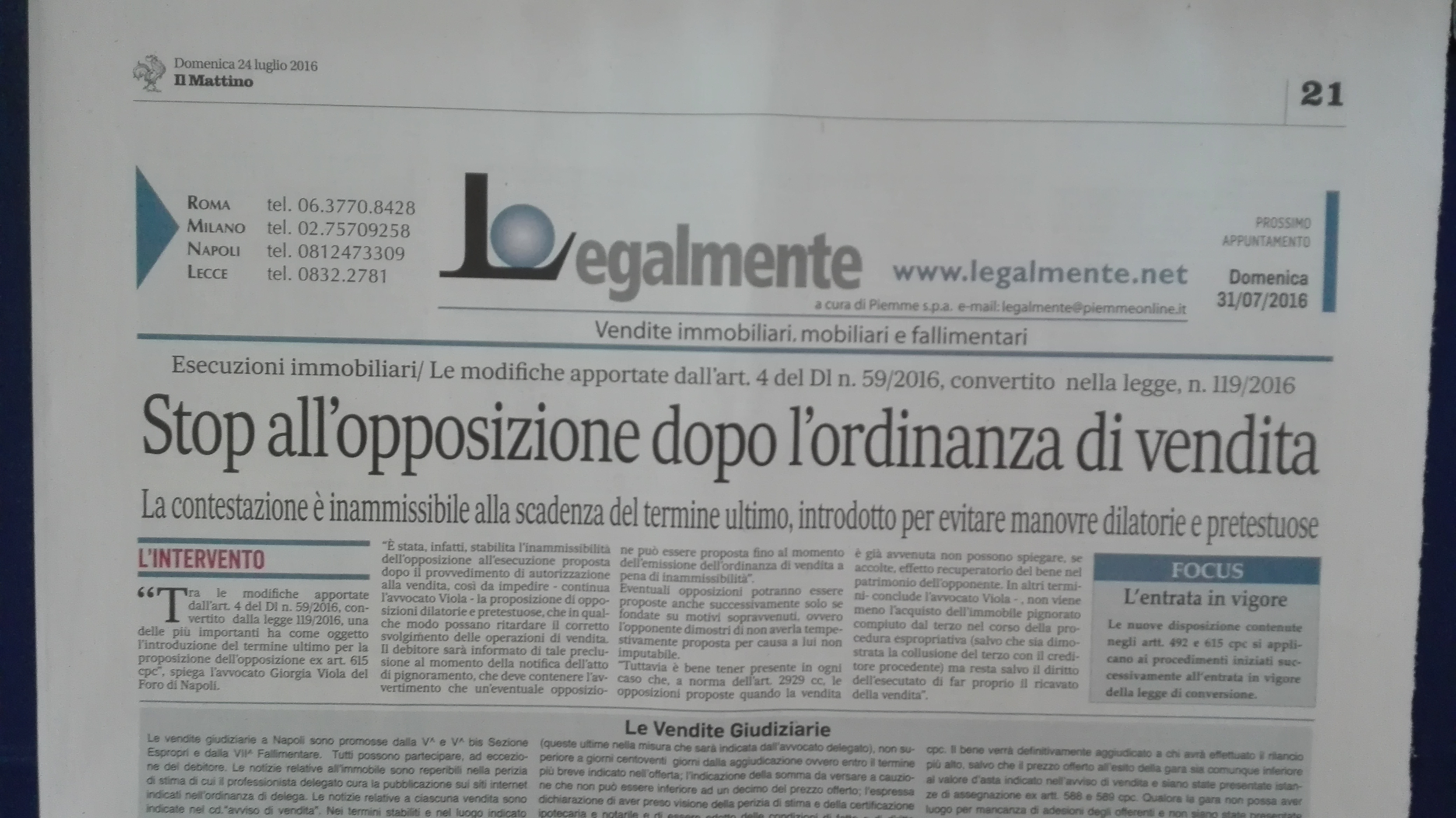 L Opposizione All Esecuzione Puo Essere Proposta Fino Al Momento Dell Emissione Dell Ordinanza Di Vendita Ex Parte Creditoris